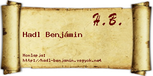 Hadl Benjámin névjegykártya